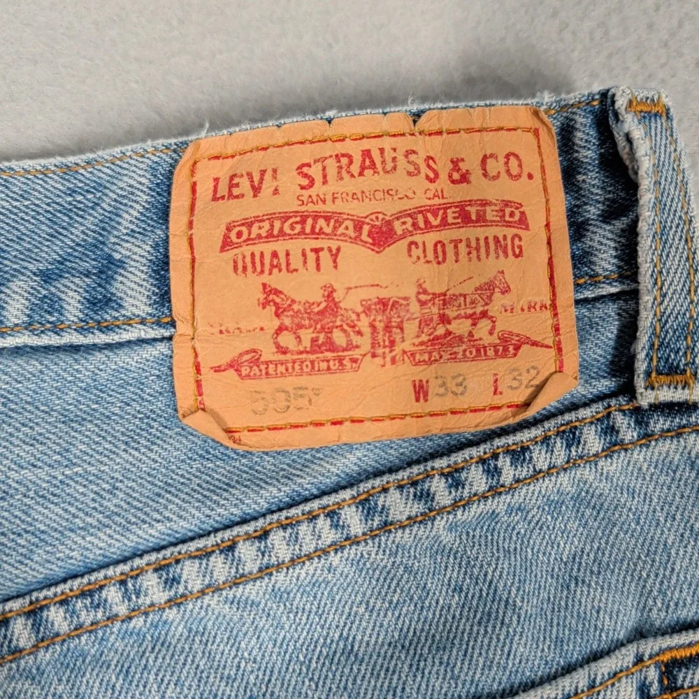 Levi's 505 Jeans Mens 33x32 Blue Regular Fit Straight‎ Leg Denim Cotton Casual
